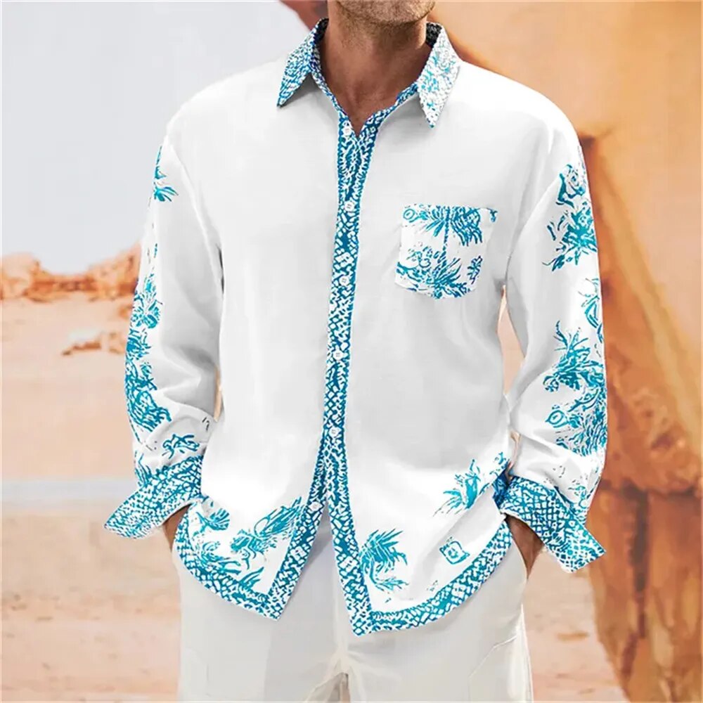 Chemise A Fleur Homme <br> Vintage Bleu