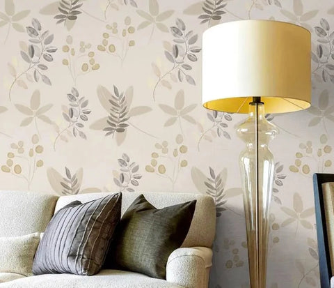 Papier Peint  Fleuri Beige