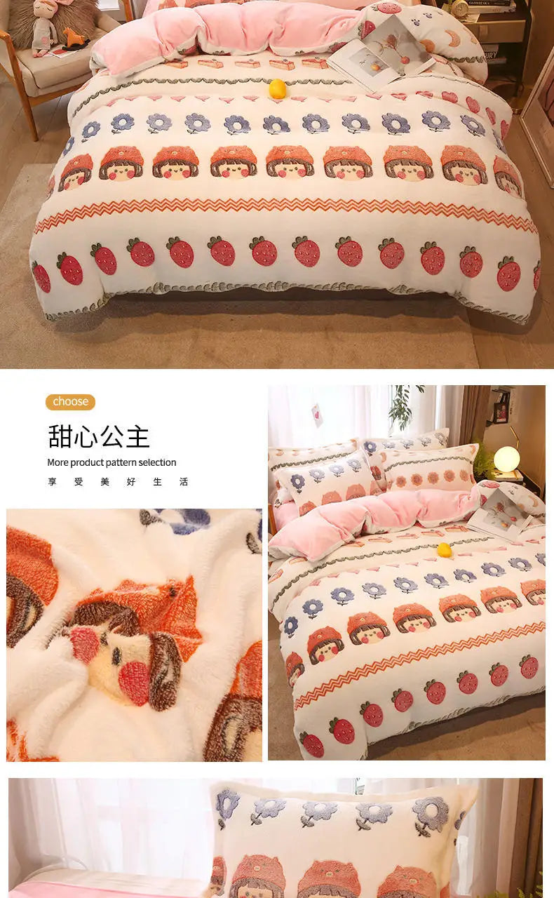 Housse de Couette Fleurie en Polaire