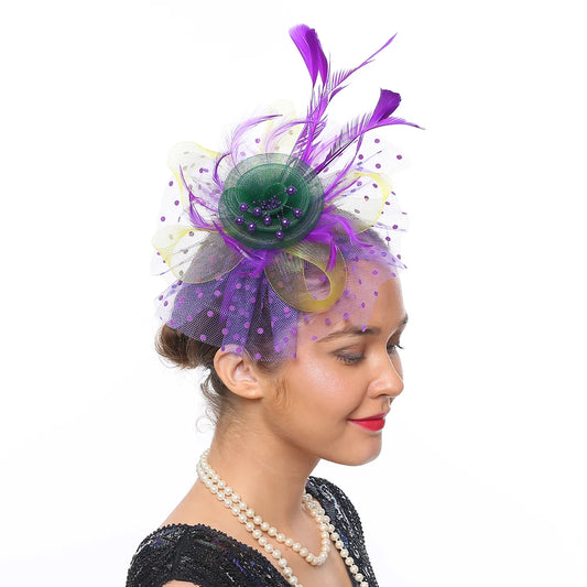 Chapeau Fleurie <br> Fascinateur Coloré Violet