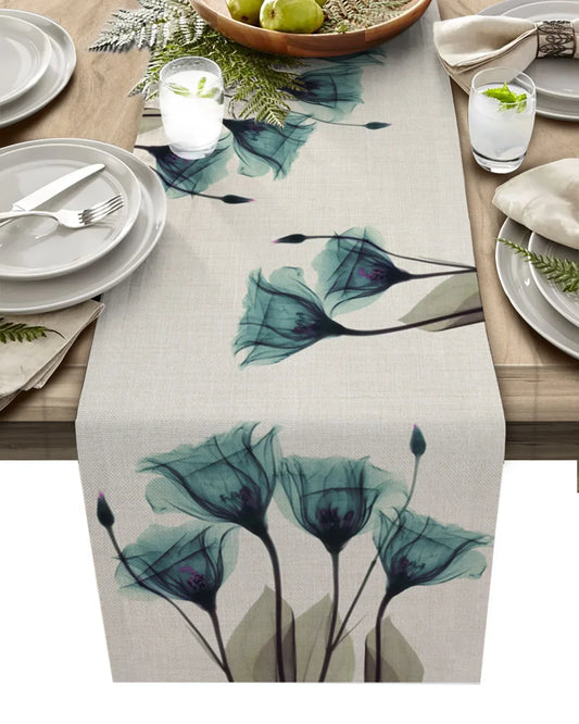 Chemin De Table <br> Fleur Tulipe Bleu