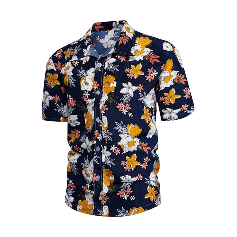 Camisa hawaiana extragrande con flores para hombre