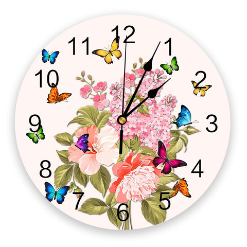 Horloge Fleurie  Moderne Papillon