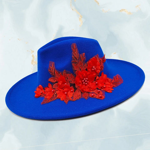 Chapeau Fleurie  Bleu Roi