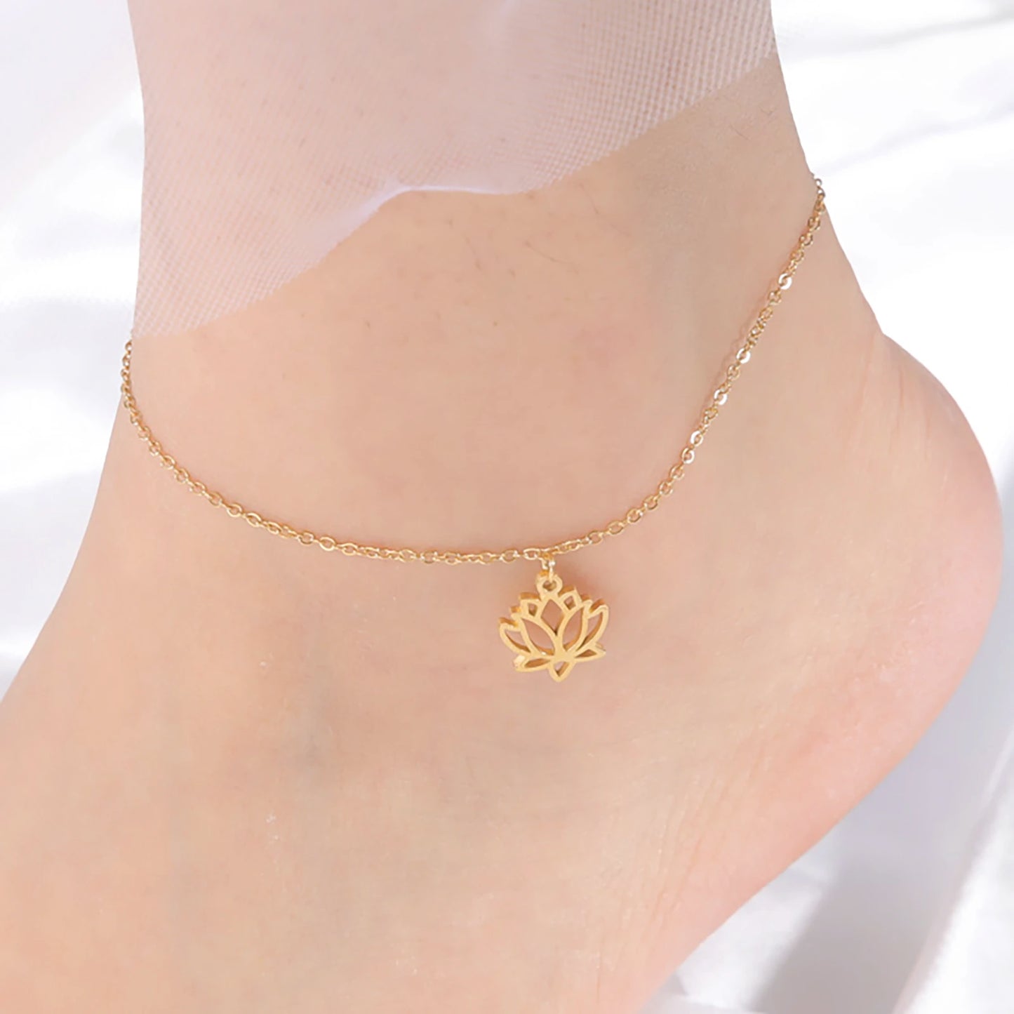 Bracelet Cheville Fleur Lotus