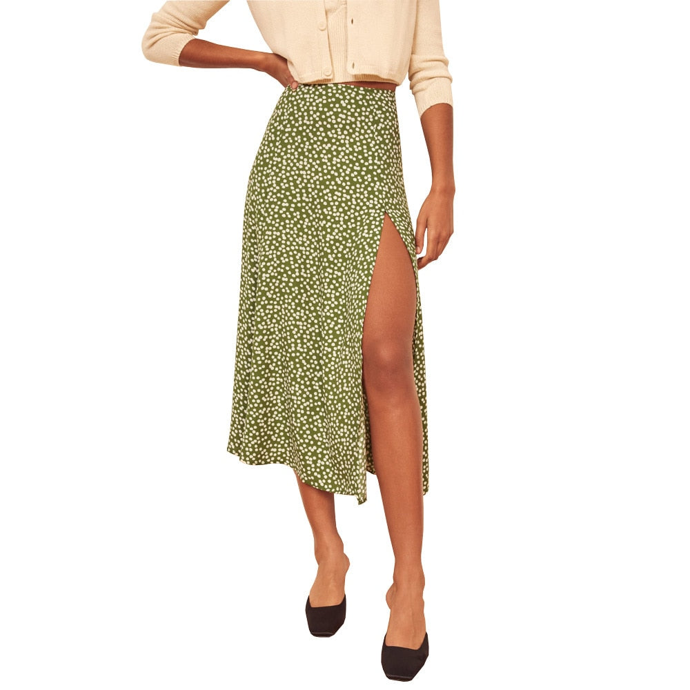 Jupe Longue Fleurie <br> Fashion Verte