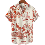 Chemise A Fleur Homme  Design Simple Orange