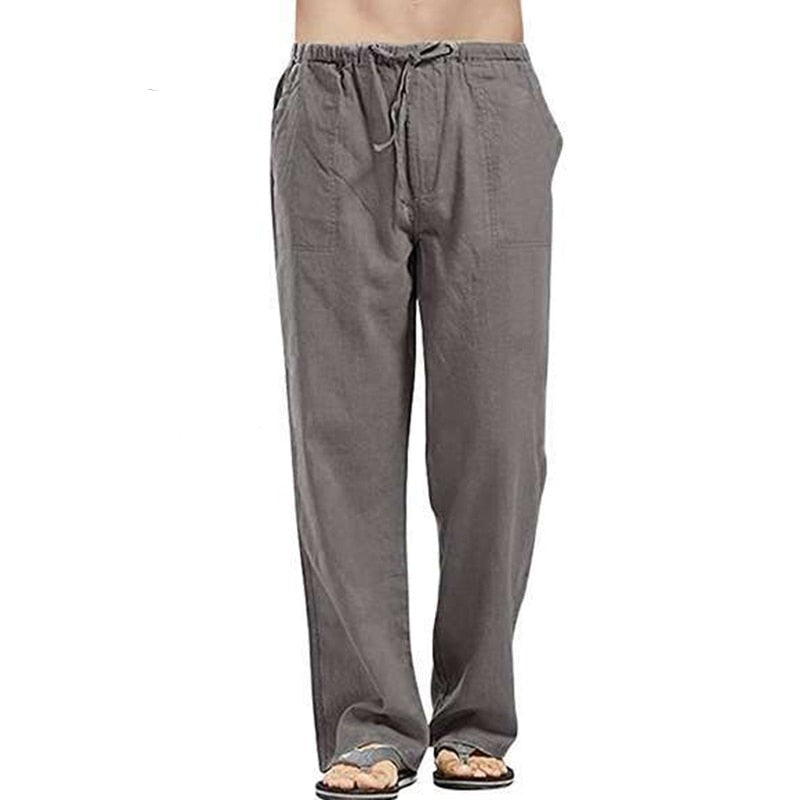 Pantalon Lin Homme <br> Epuré Gris