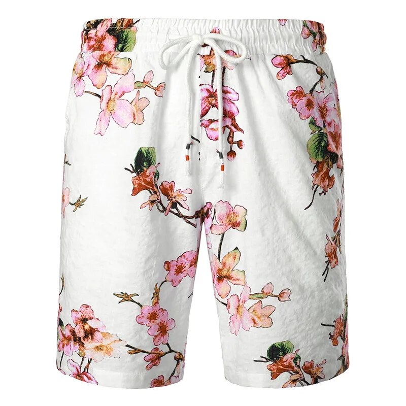 Short De Bain A Fleur <br> Blanc