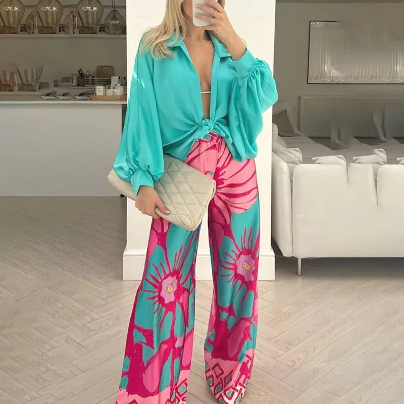 Pantalon Large Fleuri <br> Coloré