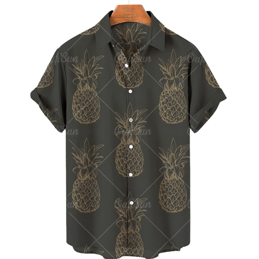 Chemise A Fleur Homme <br> Oversize Fruit Ananas