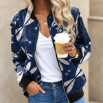 Veste Fleurie  Bomber Bleu Marine