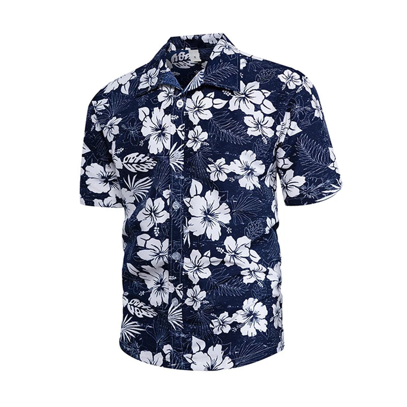 Camisa hawaiana extragrande con flores para hombre