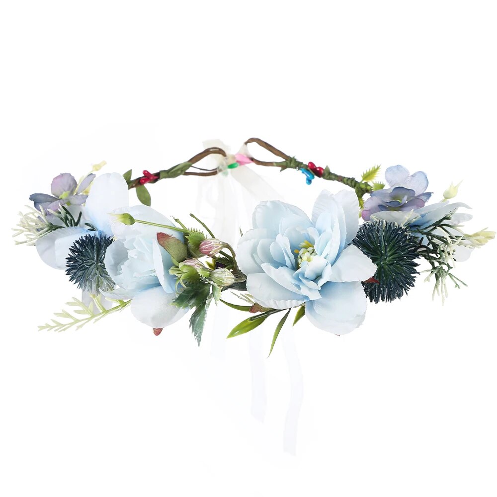 Couronne De Fleurs <br> Design Bleu Clair