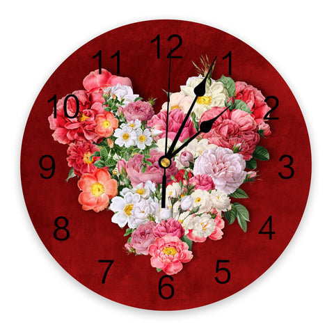 Horloge Fleurie  Moderne Rouge