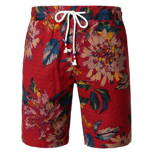 Short De Bain A Fleur <br> Rouge