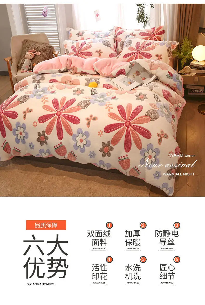 Housse de Couette Fleurie en Polaire