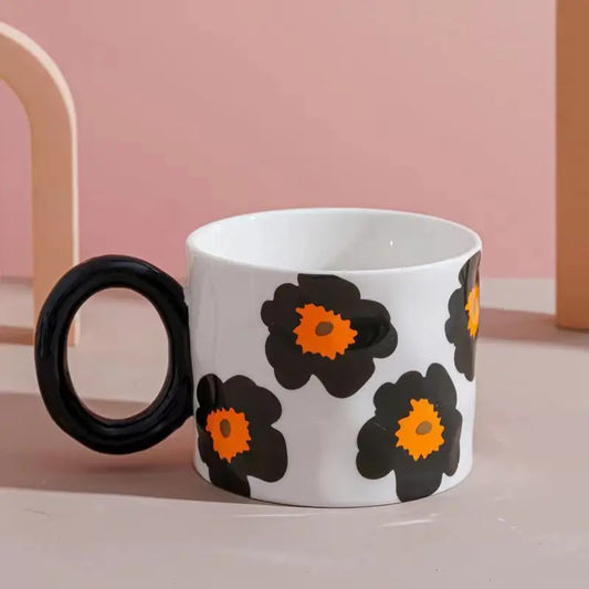 Mug Anglais <br> Fleurs Noir