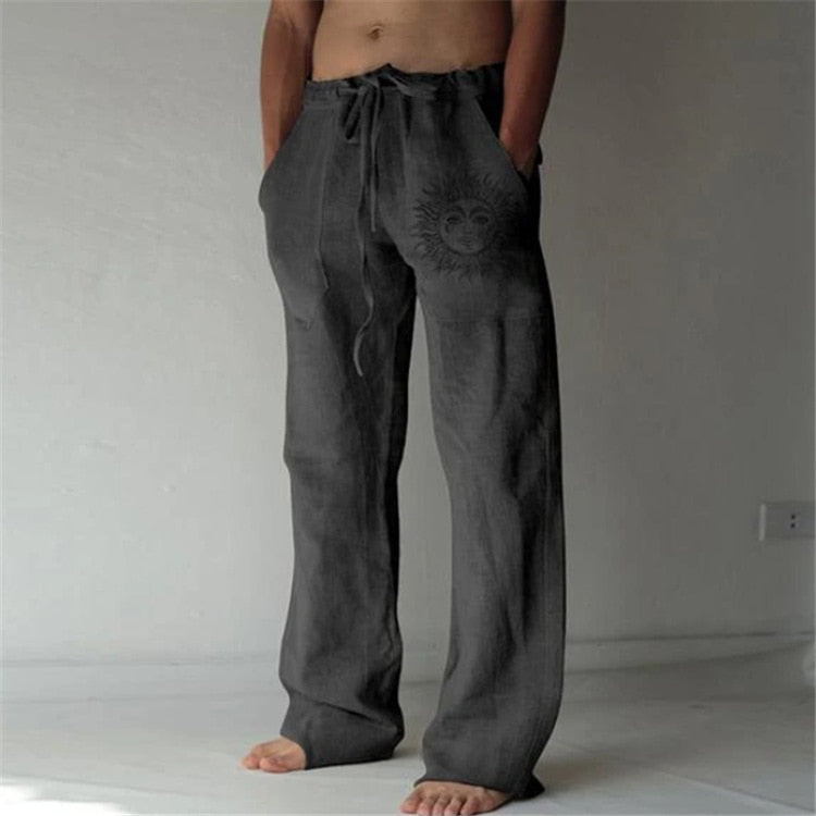 Pantalon Lin Homme <br> Fashion Soleil Noir Délavé