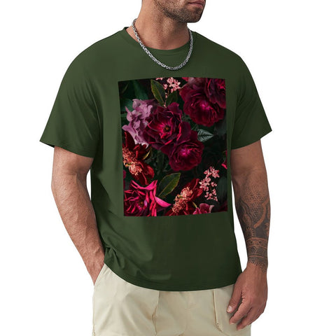 T-Shirt Fleur Premium  Roses Vert