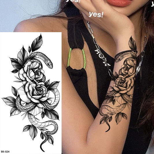 Tatouage Fleur <br> Rose Serpent