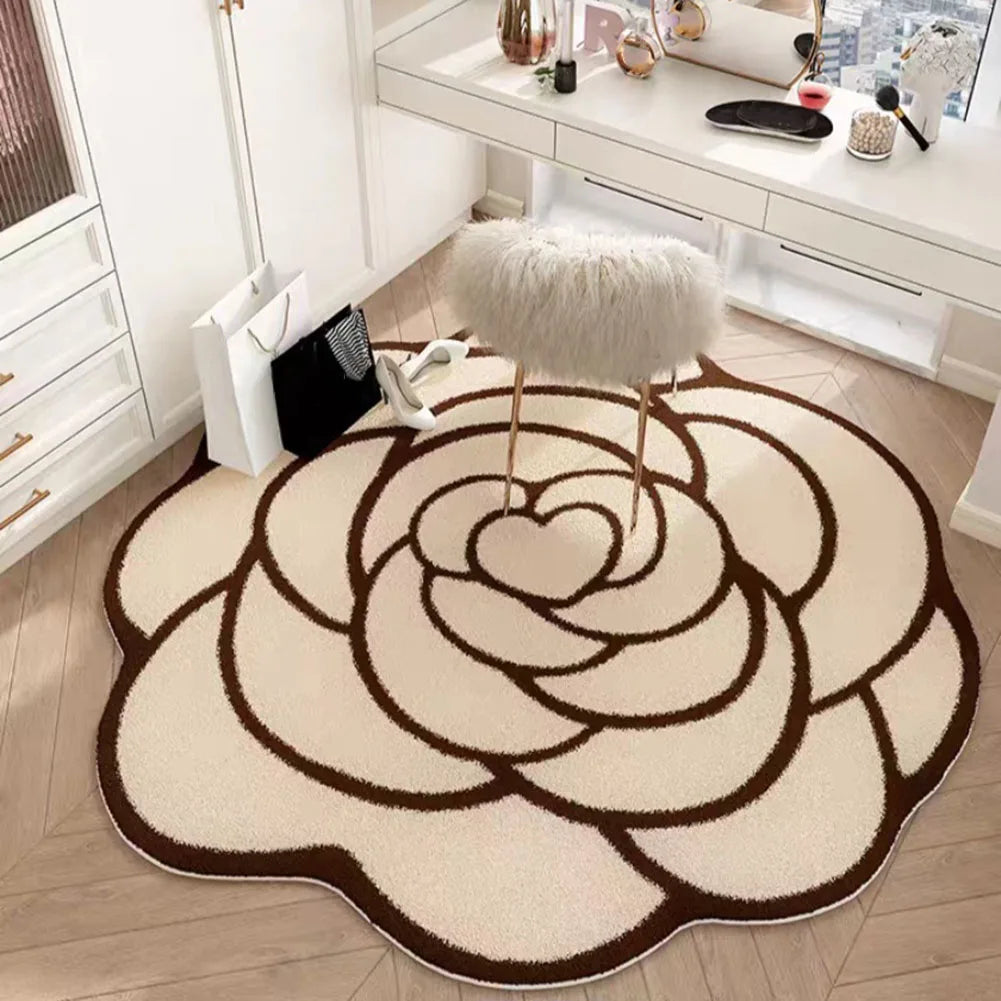 Tapis En <br> Forme De Fleur Marron