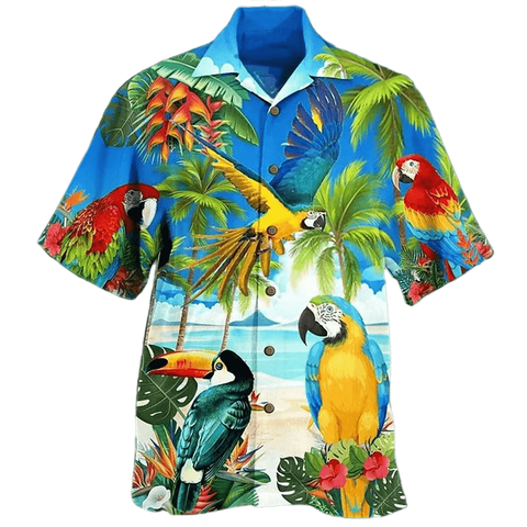 Chemise A Fleur Homme  Hawaïenne Oiseaux