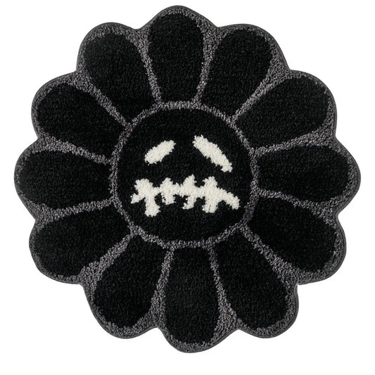 Tapis Fleur <br> Smiley Noir