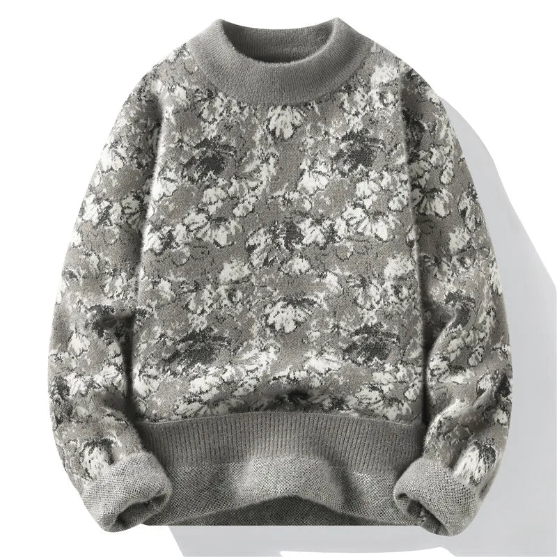 Pull Fleuri <br> Homme Gris