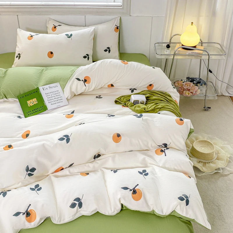 Housse De Couette Fleurie <br> Orange