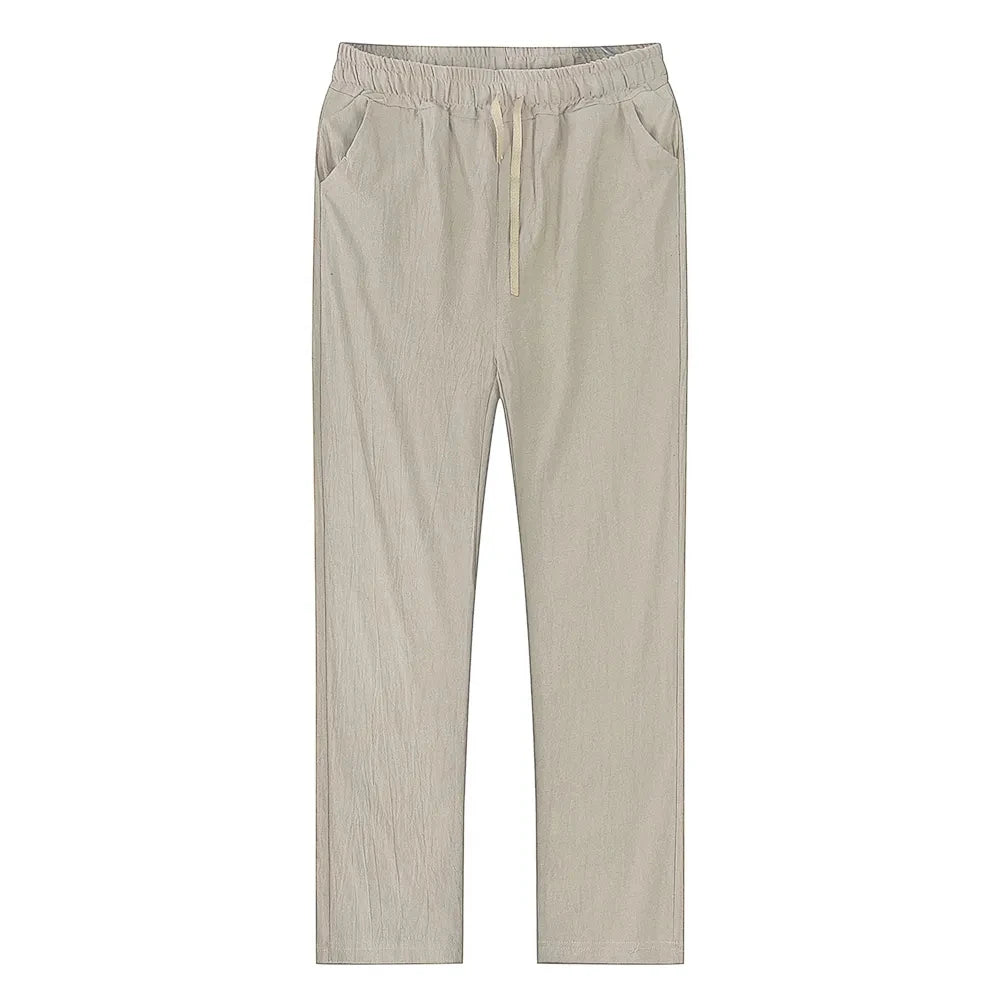 Pantalones de lino estilo mediterráneo para hombre
