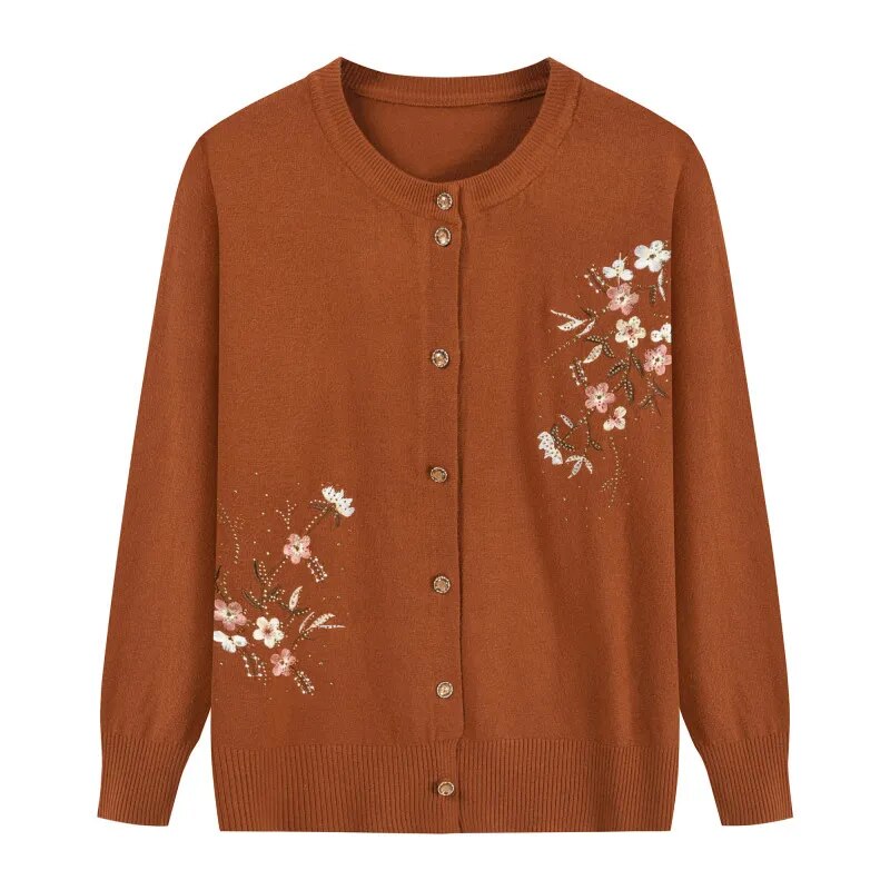 Cardigan Fleur <br> Marron