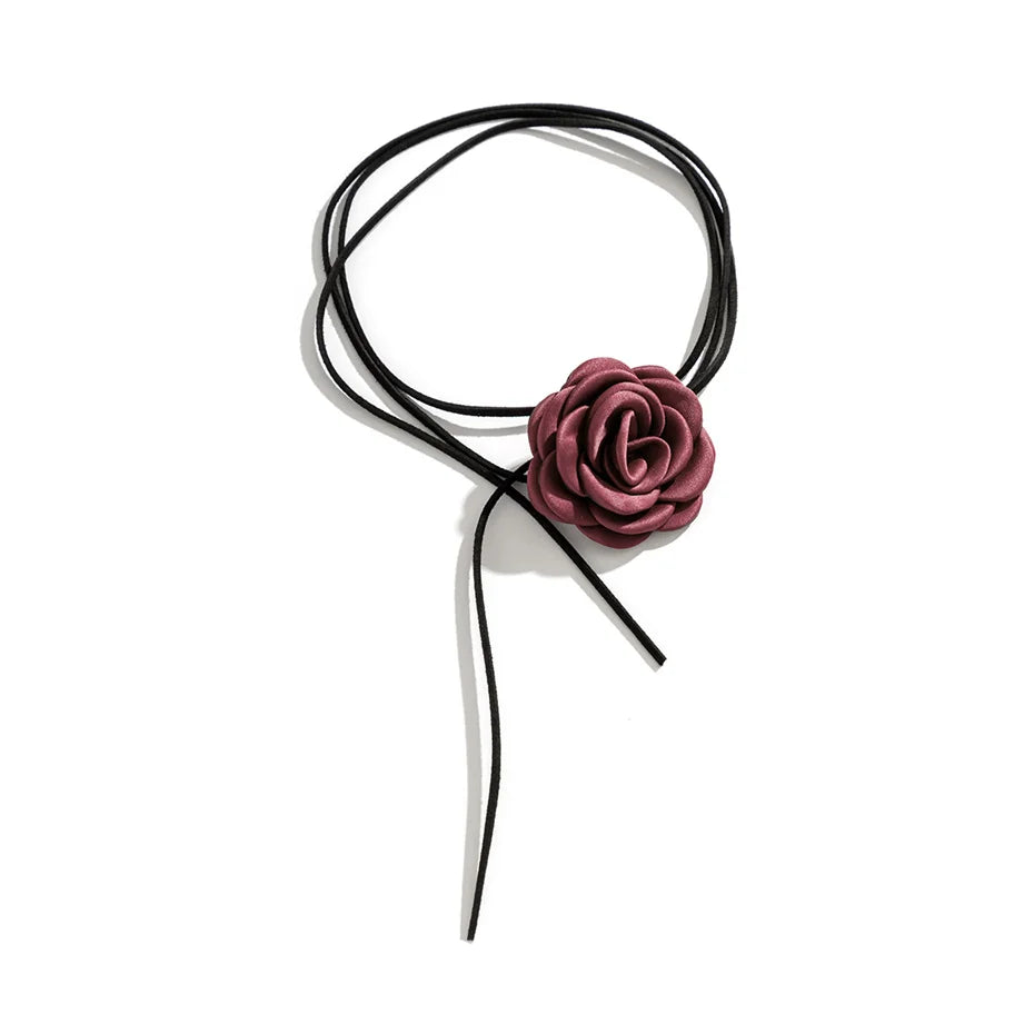 Collier Fleur Rose Ras Du Cou