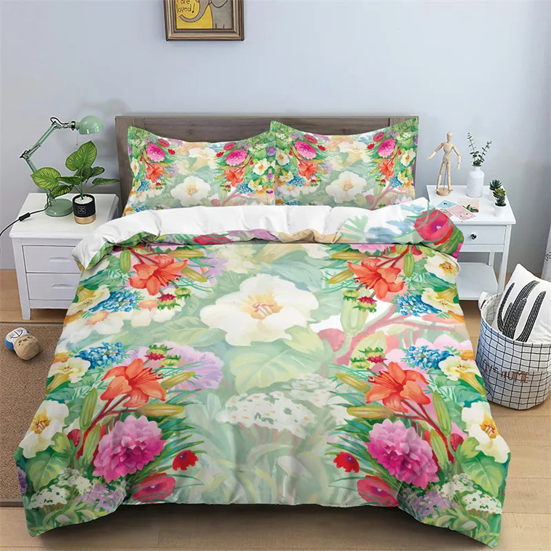 Housse De Couette Fleurie <br> Style Anglais Coloré