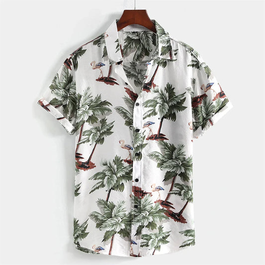 Chemise Fleurie pour Homme Style Hawaïenne Autruche