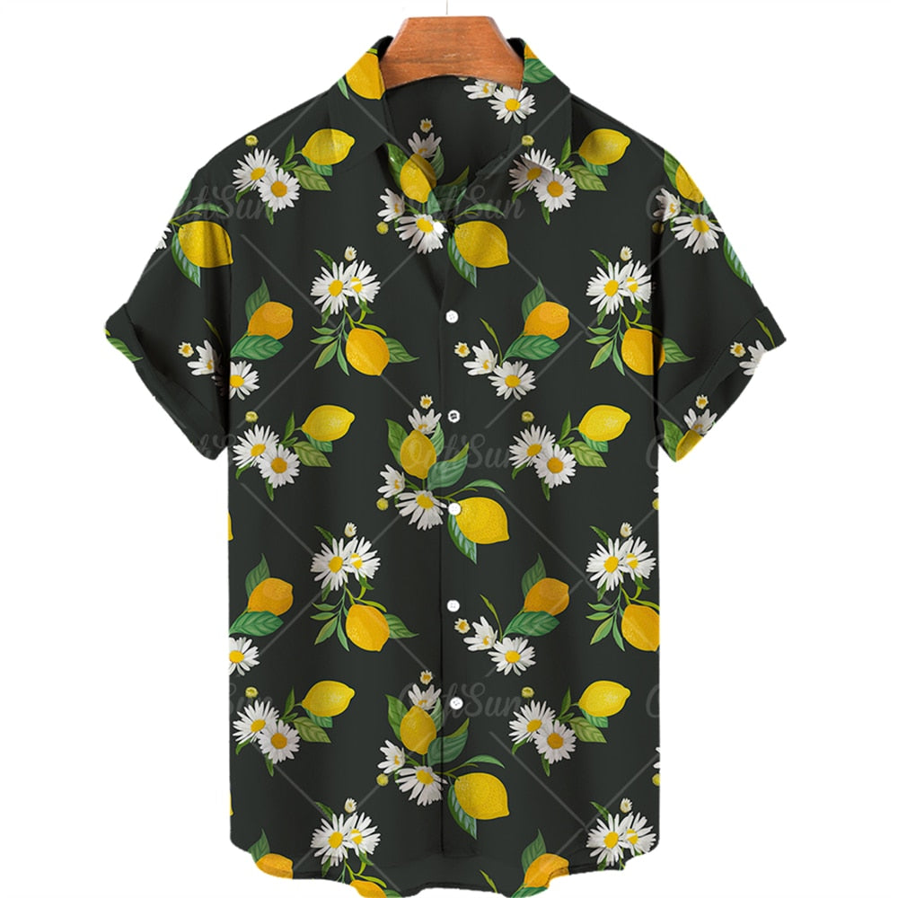 Chemise A Fleur Homme <br> Oversize Fruit Citron