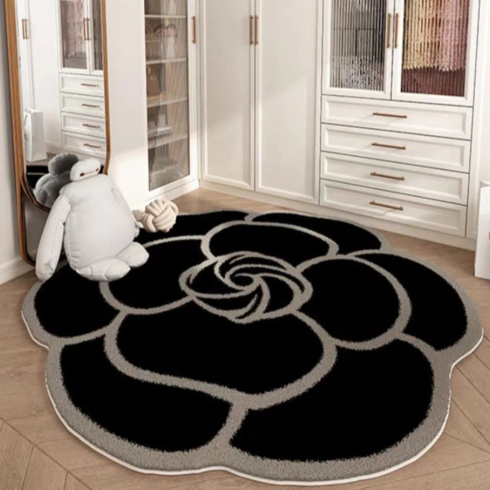 Tapis En <br> Forme De Fleur Noir