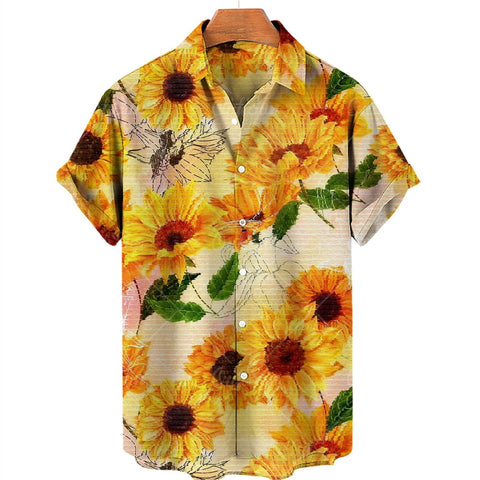 Chemise A  Fleur Homme  Hawaiienne Oversize