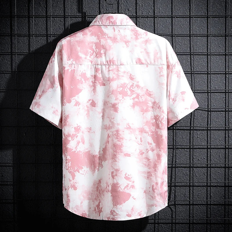 Chemise Fleurs Homme Année 60 Rose