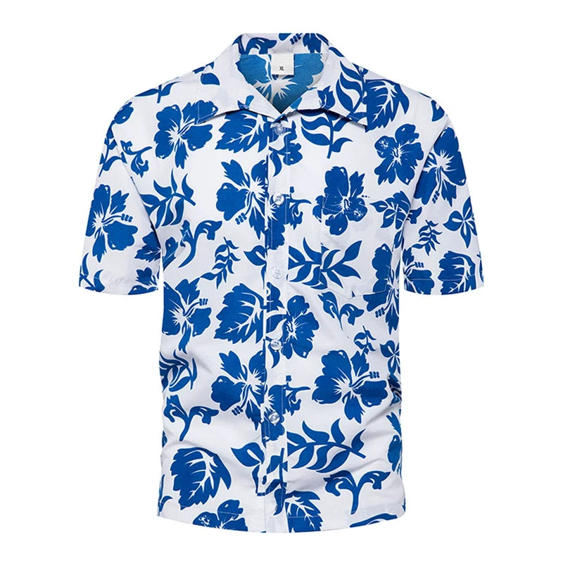 Camisa hawaiana extragrande con flores para hombre