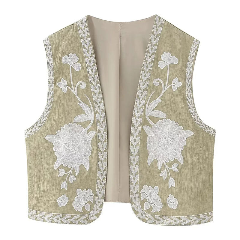 Gilet Fleuri Femme <br> Epuré Beige Foncé