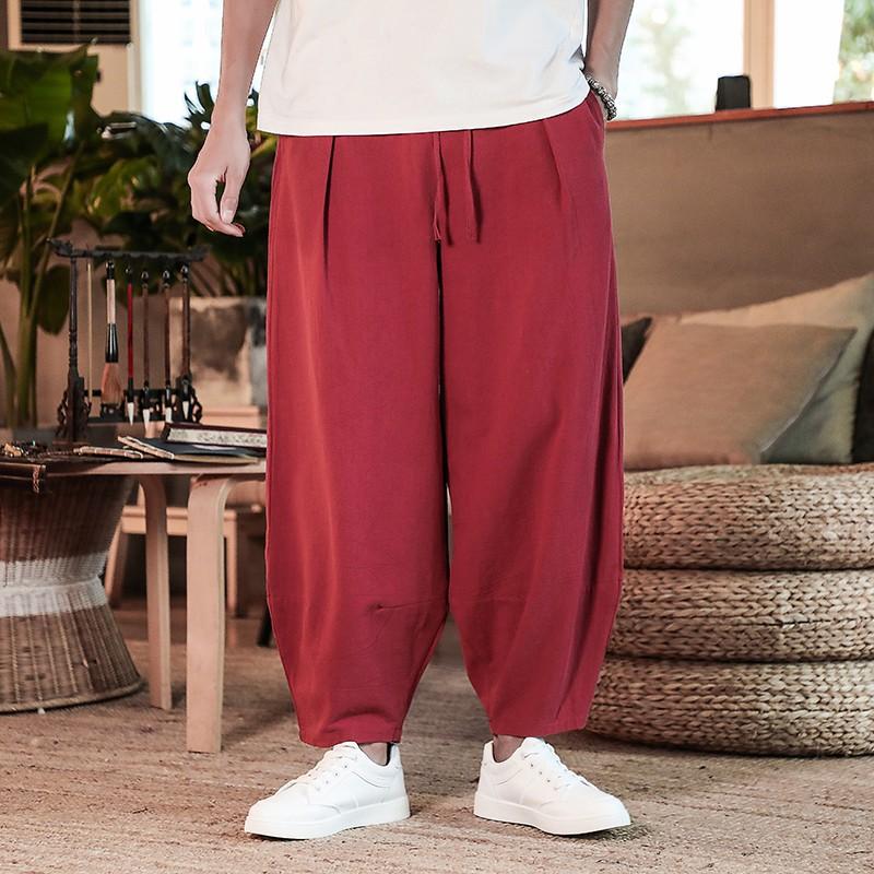 Pantalon Lin Homme <br> Japonais Rouge