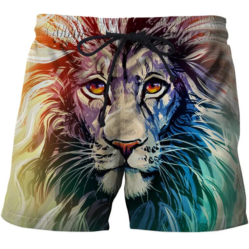 Short De Bain A Fleur <br> Lion Coloré