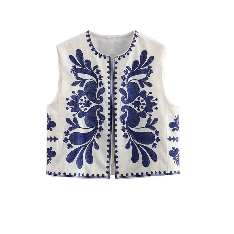 Gilet Fleuri Femme <br> Vintage Design Bleu