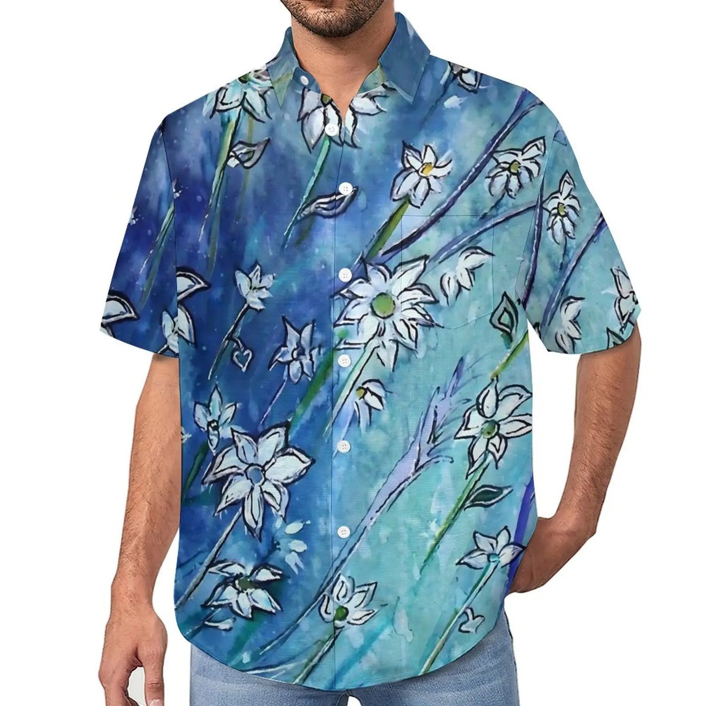 Camisa extragrande con flores para vacaciones para hombre