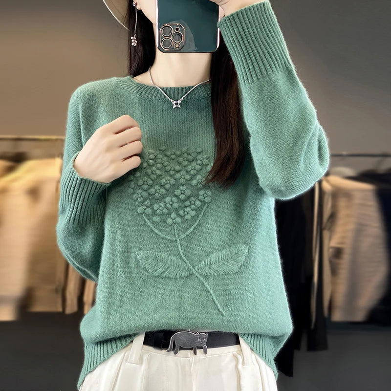 Pullover <br> Fleuri Vert