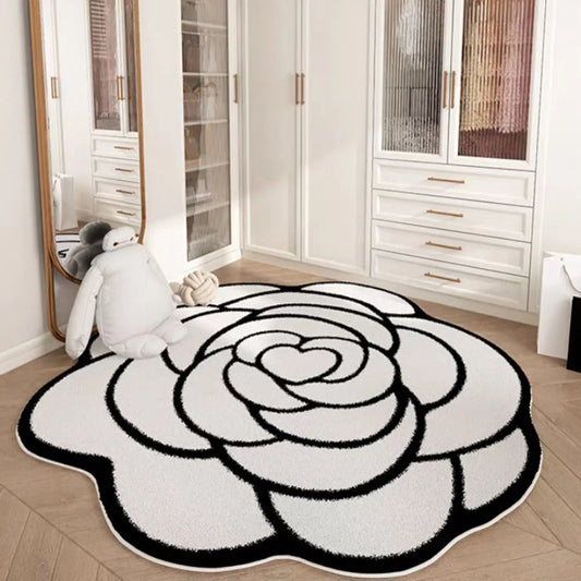 Tapis En <br> Forme De Fleur Blanc