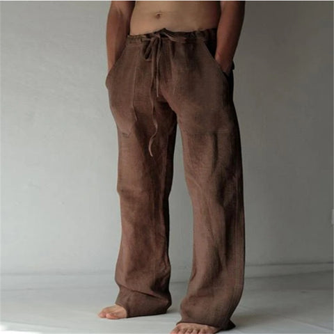 Pantalon Lin Homme  Fashion Brun