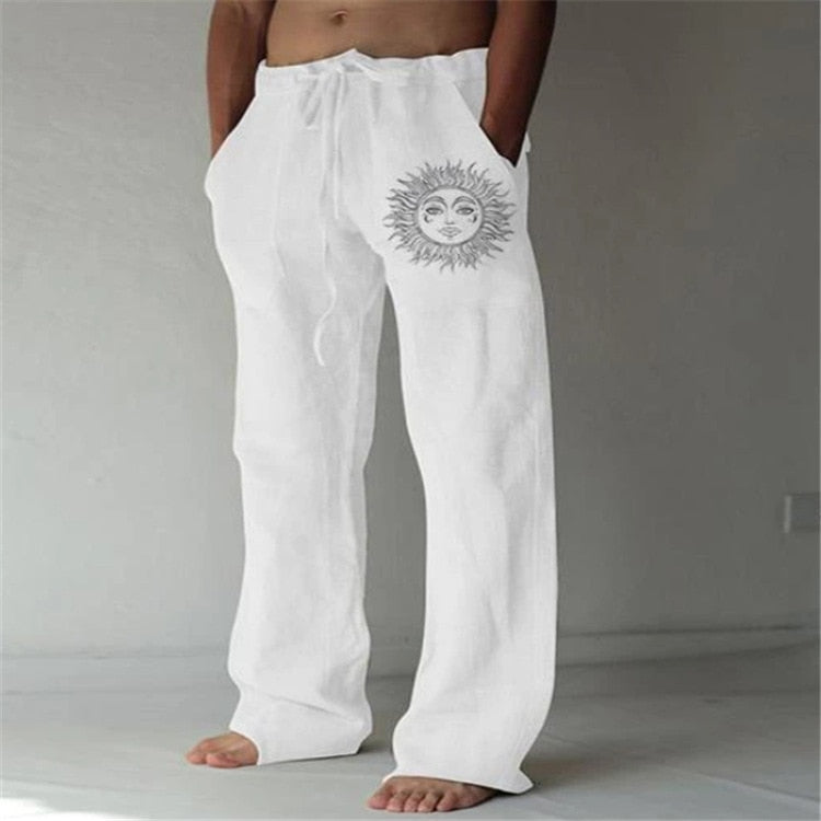 Pantalon Lin Homme <br> Fashion Soleil Blanc