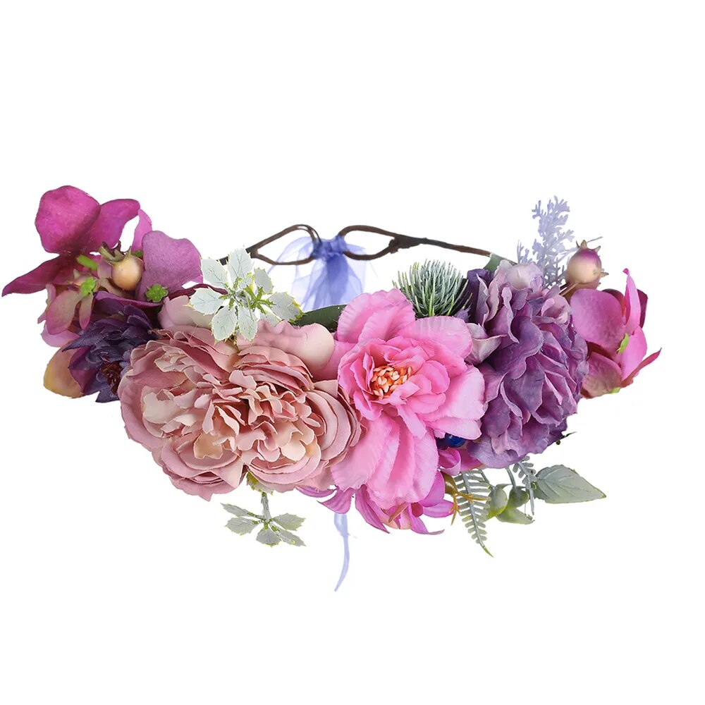 Couronne De Fleurs <br> Coloré Violet-Rose